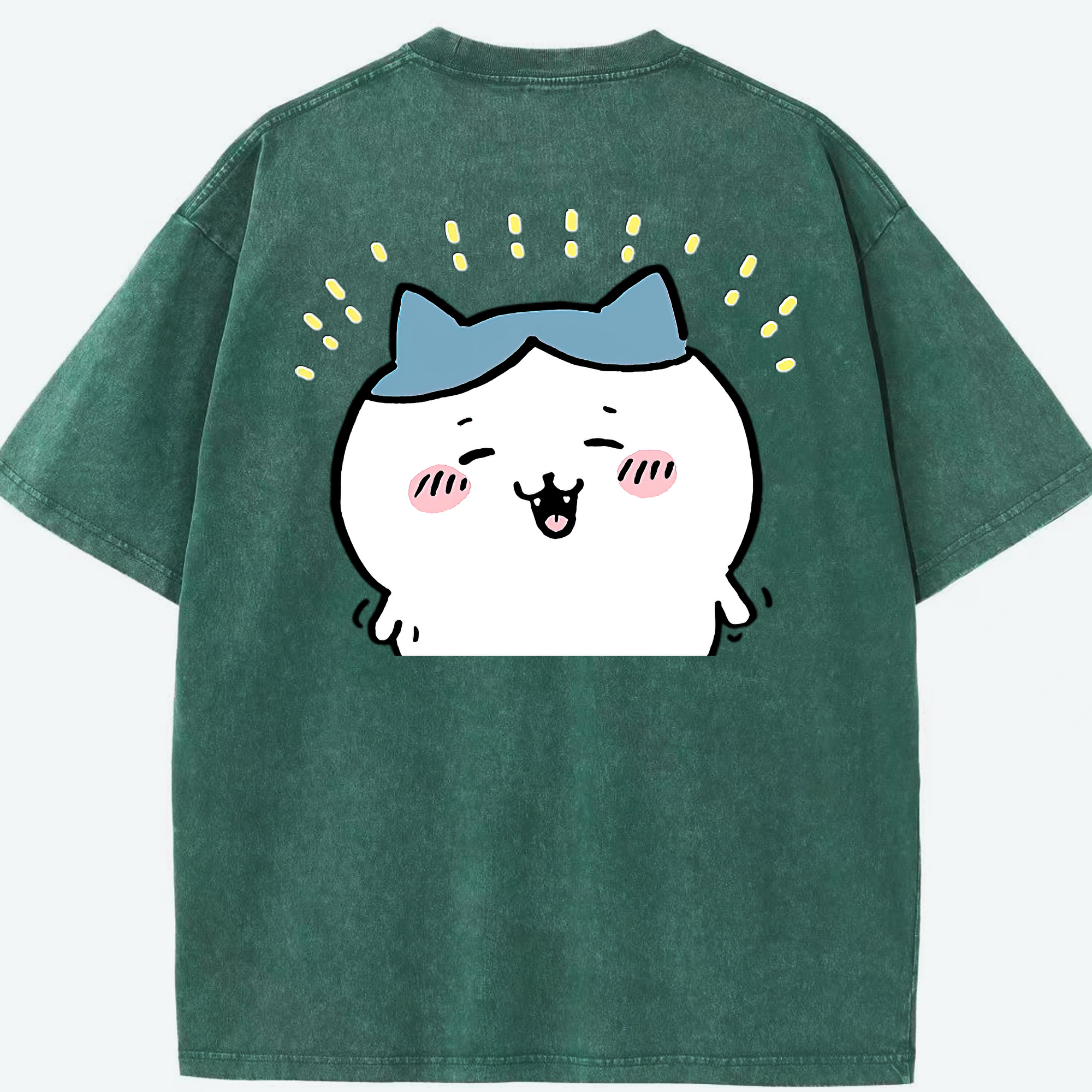 （画像用） ちいかわ ハチワレ Chii-kawa hachiware 綿100% ヴィンテージ風 半袖Tシャツ（背面プリント）
